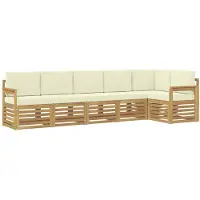 vidaXL Outdoor-Sofagarnitur 6 pcs Weiß und Creme 306 x 128,5 x 73 cm
