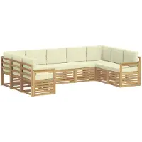 vidaXL Outdoor-Sofagarnitur 7 pcs Weiß und Creme 304 x 128,5 x 73 cm
