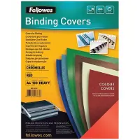 Fellowes Deckblatt Chromolux, Karton, DIN A4, für Draht- und Plastikbindemaschinen, rot, 250g, 100 Stück
