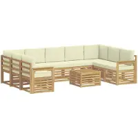 vidaXL Outdoor-Sofagarnitur 10 Stk. Weiß und Creme Polyester
