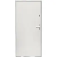 Vente-unique Eingangstür aus massivem Stahl H207 x B100 cm weiß - Stärke 55 mm - DIN links - AGUEDA