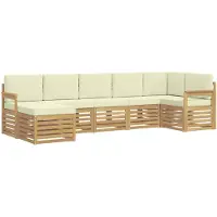 vidaXL Outdoor-Sofagarnitur 7 pcs Weiß und Creme