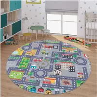 TT Home Kinderzimmerteppich Teppich Junge Mädchen Kinderteppich Baby Rutschfest Strasse