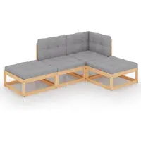 vidaXL 4-tlg. Garten-Lounge-Set mit Kissen Massivholz Kiefer