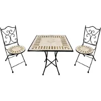 Axi Camilla Bistroset 3-teilig mit Mosaik im Toskanischen Stil | Bistrotisch mit 2 Stühlen | Bistro Gartenmöbel Set für Garten / Balkon / Terrasse | Balkonset / Sitzgruppe