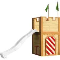 Axi Spielhaus Arthur mit weißer Rutsche | Spielschloss aus Holz für Kinder | Spielturm für den Garten