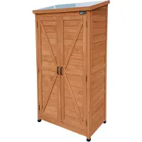 Axi Hugo Gartenschrank aus Holz in Kaffeebraun | Geräteschrank / Geräteschuppen für den Garten mit 3 festen Ablagen | 85 x 52 x 174 cm