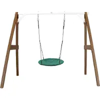 Axi Nestschaukel Summer mit Gestell für Kinder | Outdoor Nest Schaukel 100 cm für den Garten | Schaukelgestell in Braun & Weiß / Nestschaukel in Grün