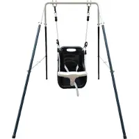 Axi Babyschaukel mit Gestell aus Metall in Grau & Weiß für den Garten | Outdoor Schaukel für Babys und Kleinkinder | Für Kinder ab 9 Monate | Schaukelsitz in Anthrazit & Weiß