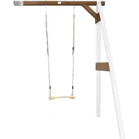 Axi Schaukel Anbau in Weiß / Braun aus FSC Holz | Einzelschaukel für Kinder / Kinderschaukel | Anbauschaukel für den Garten