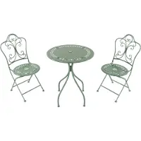 Axi Marilou Bistroset 3-teilig aus Metall in Pastellgrün | Bistrotisch mit 2 Stühlen | Bistro Gartenmöbel Set für Garten / Balkon / Terrasse | Balkonset / Sitzgruppe