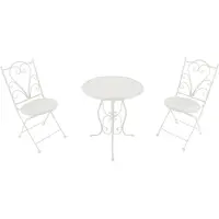 Axi Eloise Bistroset 3-teilig aus Metall Gestanzt in Weiß | Bistrotisch mit 2 Stühlen | Bistro Gartenmöbel Set für Garten / Balkon / Terrasse | Balkonset / Sitzgruppe