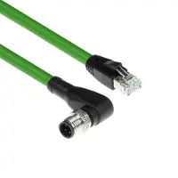 ACT Industrial 1.50 meters Sensor cable M12D 4-pin male right angled to RJ45 male, Superflex Xtreme TPE