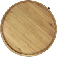 Axi Dewi rundes Tablett aus Teak Holz Ø 80 cm | Serviertablett rund aus Teakholz mit offenen Griffen & erhöhtem Rand | Ideal für Getränke, Kuchen und Torten