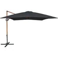 Axi Mira Ampelschirm Quadratisch 300x300 cm in Holz Look/Grau | Sonnenschirm für Garten / Terrasse, UV-schützendes Schirmtuch UPF-Wert von 30+ |