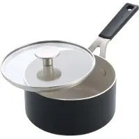 KitchenAid - Coloured Aluminum Saucepan with Lid - Matte Black - 16 cm