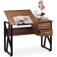 Relaxdays Schreibtisch neigbar, verstellbare Arbeitsfläche, Laptoptisch oder Zeichentisch, HBT 75x110x55cm, Holzoptik