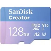 SanDisk Creator, 128 GB, MicroSDXC, Klasse 10, UHS-I, 190 MB/s, 90 MB/s