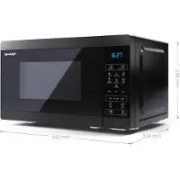 Sharp YC-MS02E-B Mikrowelle, 800W Mikrowellenleistung, 11 Leistungsstufen, schwarz