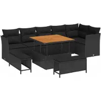 vidaXL Garten-Sofa-Set 9 Stk. 6-Sitzanzahl Schwarz