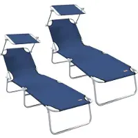 vidaXL Sonnenliege 2 pcs Blau 58 x 188 x 77cm Polyester