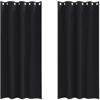vidaXL Verdunkelungs-Vorhänge mit Ringen 2 pcs Schwarz 245 x 140 cm