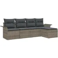 vidaXL Gartensofa-set 5 stk. Grau Poly-Rattan