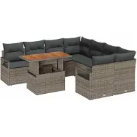 vidaXL Gartensofa-set 9 stk. 8-Sitzanzahl Grau und Braun