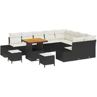 vidaXL Gartensofa-set 12 stk. Schwarz Poly-Rattan