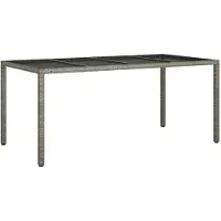 vidaXL Gartentisch Grau Poly-Rattan