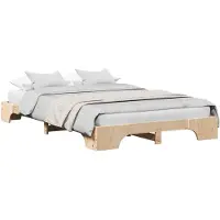 vidaXL Bettrahmen Natur 120 x 190 cm Massives Kiefernholz