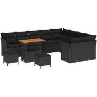 vidaXL Gartensofa-set 12 stk. Schwarz Poly-Rattan