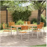 vidaXL Gartenstuhl 6 Stk. Massives Akazienholz und Edelstahl