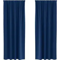 vidaXL Verdunkelungs-Vorhänge mit Ringen 2 pcs Dunkelblau 245 x 140 cm