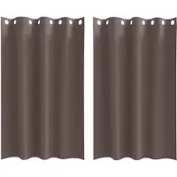 vidaXL Verdunkelungs-Vorhänge mit Ringen 2 stk. Dunkelbraun Polyester