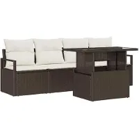 vidaXL Gartensofa-set 5 stk. 4-Sitzanzahl Braun Poly-Rattan