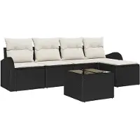 vidaXL Sofa Set 6 stk. Schwarz und Weiß Poly-Rattan