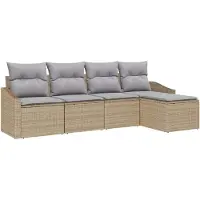 vidaXL Sofa Set 5 stk. Beige und Hellgrau Poly-Rattan