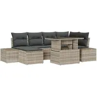 vidaXL Gartensofa-set 7 stk. Hellgrau Poly-Rattan