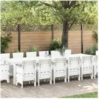 vidaXL Garten Essgruppe 15 stk. Weiß Polt Rattan