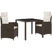 vidaXL Outdoortisch-Set 3 pcs Braun und Creme Weiß 90 x 90 x 75 cm