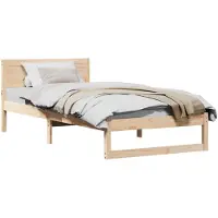 vidaXL Bettrahmen mit Kopfteil Natur 80 x 200 cm Massives Kiefernholz