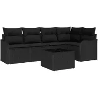 vidaXL Gartensofa-set 6 stk. Schwarz Poly-Rattan