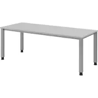 Bümö Schreibtisch Serie-Q - Gestell: Silber, Nachbildung: Grau, Größe: 200 x 80 cm