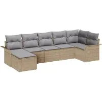 vidaXL Gartensofa-set 7 stk. Beige Poly-Rattan