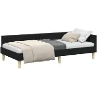 vidaXL Eckbettgestell Schwarz 90 x 190 cm Stoff