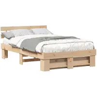 vidaXL Bettrahmen mit Kopfteil Braun 120 x 200 cm Massives Kiefernholz