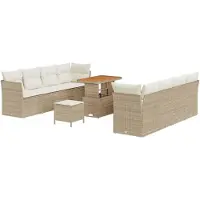 vidaXL Gartensofa-set 11 stk. Beige Poly-Rattan