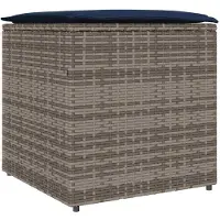vidaXL Kissenbox mit Speicher Grau 50 x 50 x 50 cm Poly-Rattan