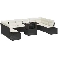 vidaXL Gartensofa-set 11 stk. Schwarz und Creme Poly-Rattan